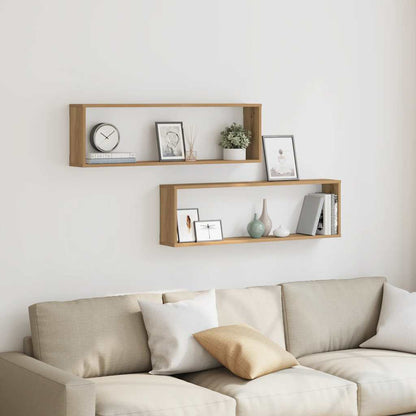 Mensole Parete a Cubo 2 pz Artigianale 100x15x30 cm Truciolato | homemem39