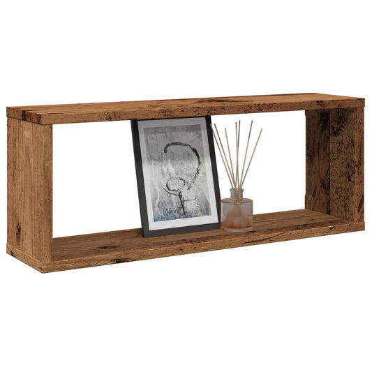 Mensole a Cubo Muro 2 pz Legno Antico 60x15x23 cm in Truciolato | homemem39