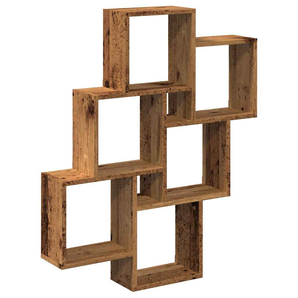 Mensola a Muro a Cubo Legno Antico 78x15x93cm Legno Multistrato | homemem39