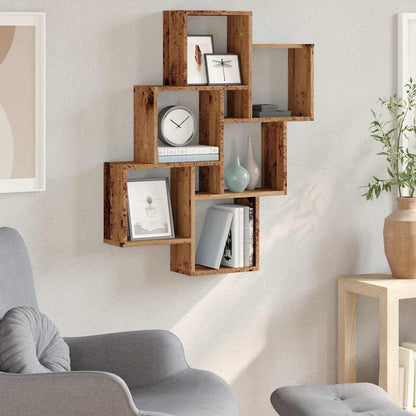 Mensola a Muro a Cubo Legno Antico 78x15x93cm Legno Multistrato | homemem39