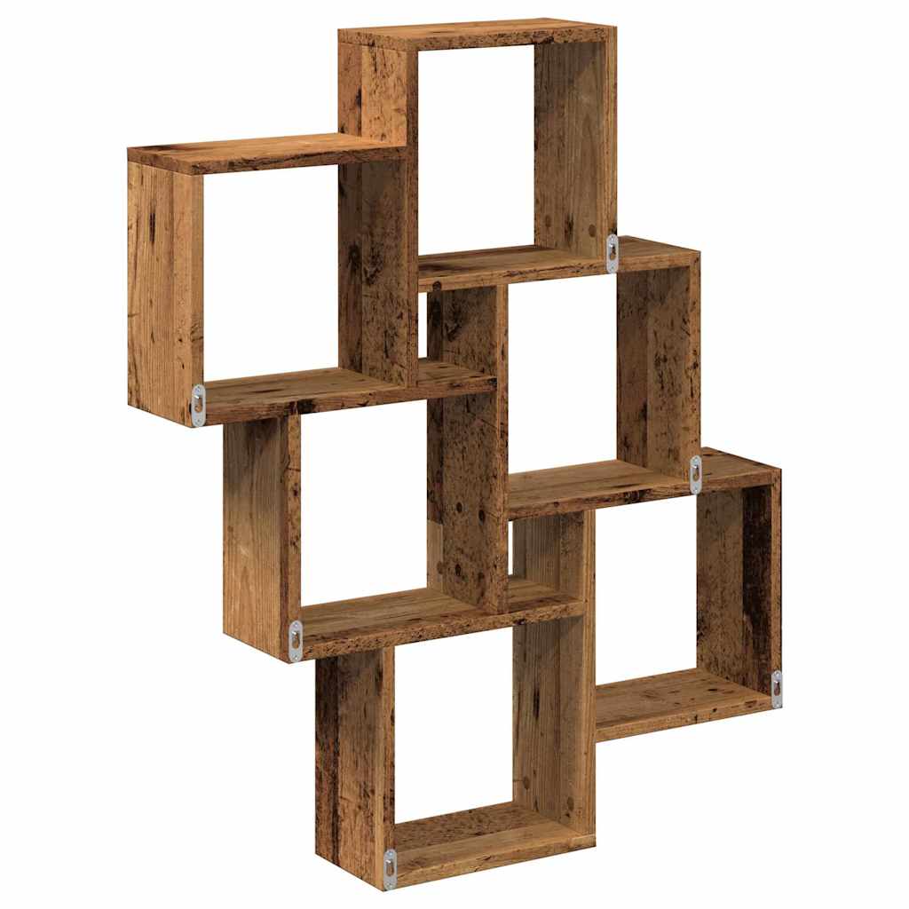 Mensola a Muro a Cubo Legno Antico 78x15x93cm Legno Multistrato | homemem39