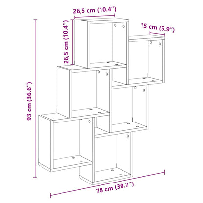 Mensola a Muro a Cubo Legno Antico 78x15x93cm Legno Multistrato | homemem39
