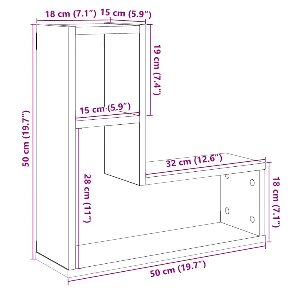 Mensole Parete a Cubo 2 pz Artigianale 50x15x50 cm Truciolato