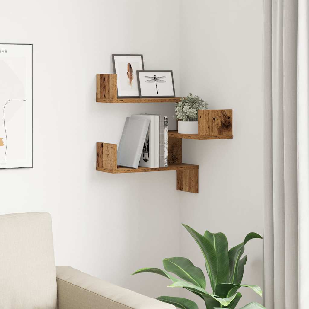 Scaffale Angolare Muro Legno Antico 40x40x49,5 cm Truciolato | homemem39