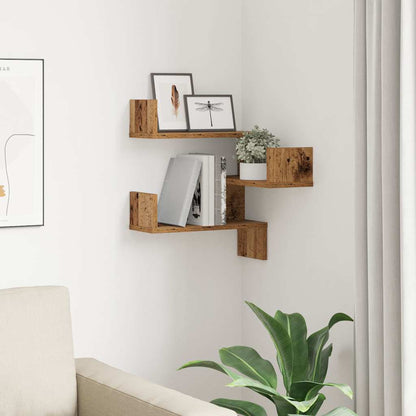 Scaffale Angolare Muro Legno Antico 40x40x49,5 cm Truciolato | homemem39