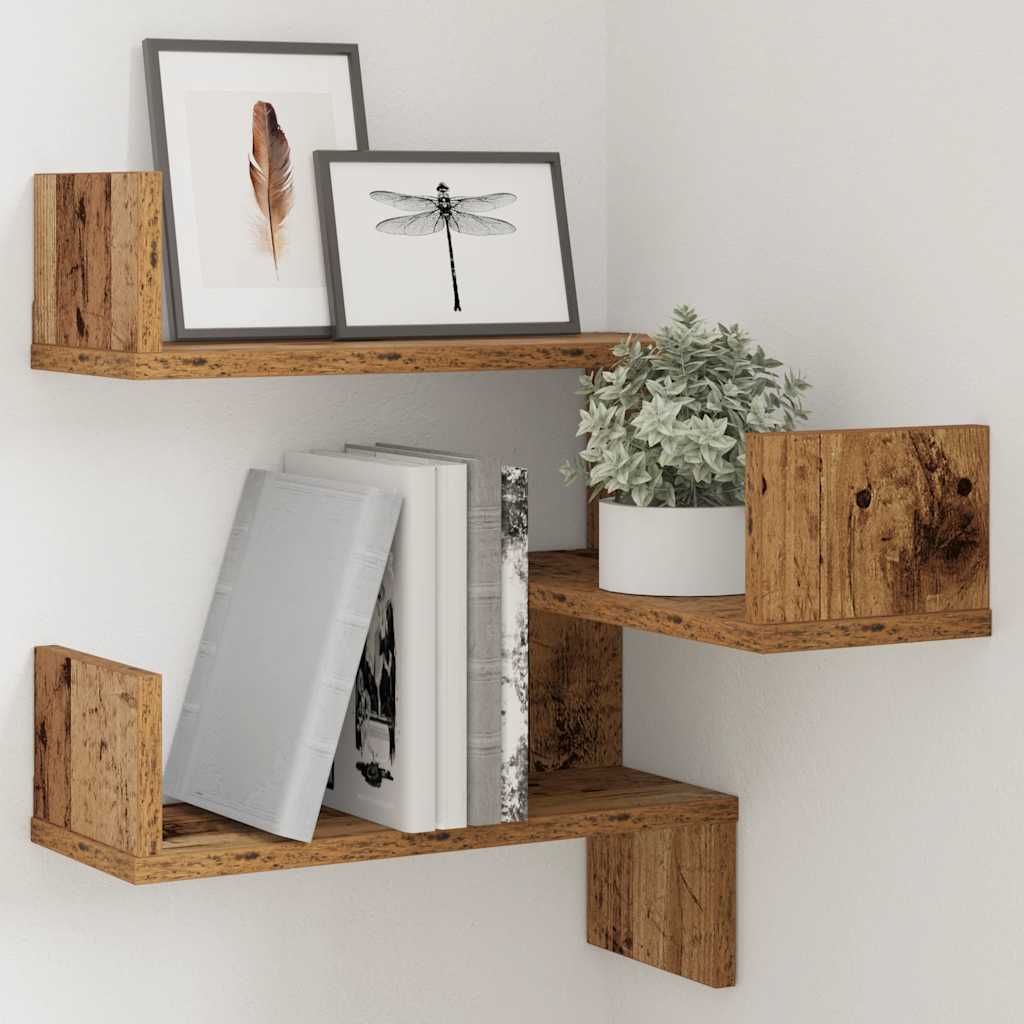 Scaffale Angolare Muro Legno Antico 40x40x49,5 cm Truciolato | homemem39