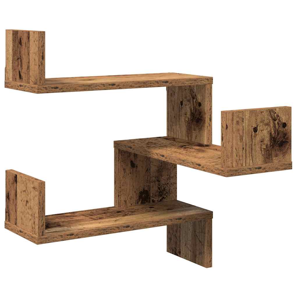 Mensole Angolari 2pz Legno Antico 40x40x49,5 cm in Truciolato | homemem39