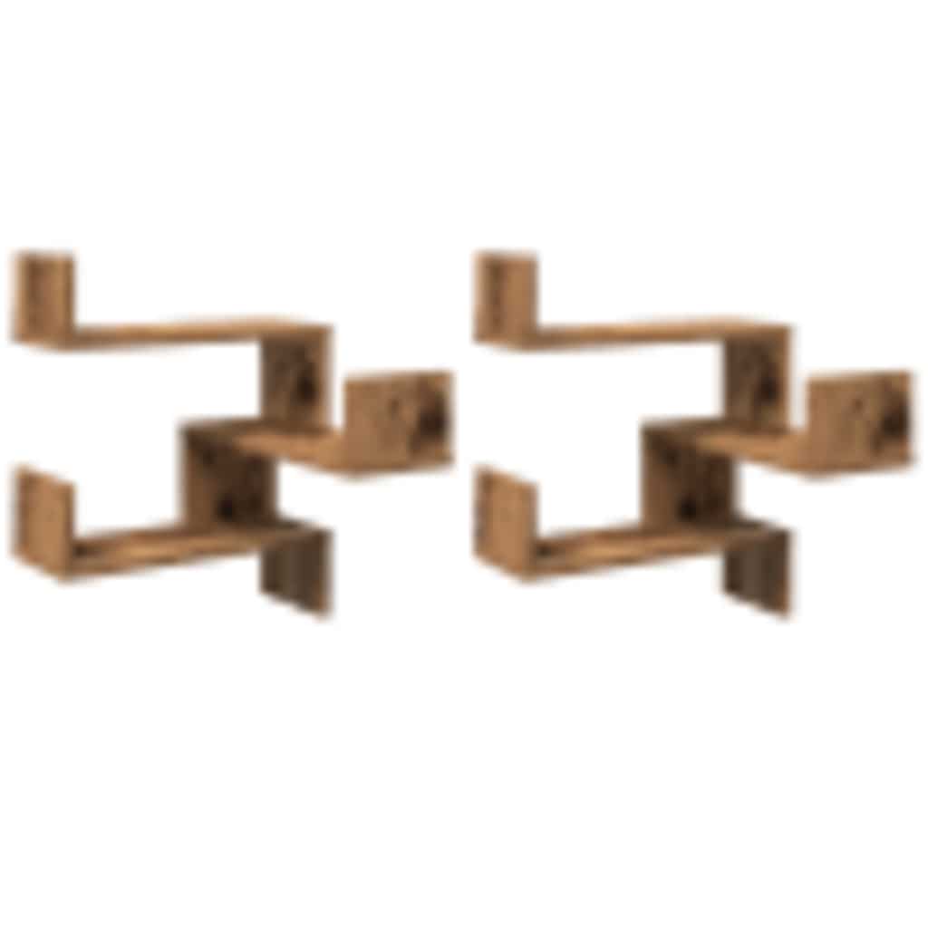 Mensole Angolari 2pz Legno Antico 40x40x49,5 cm in Truciolato | homemem39