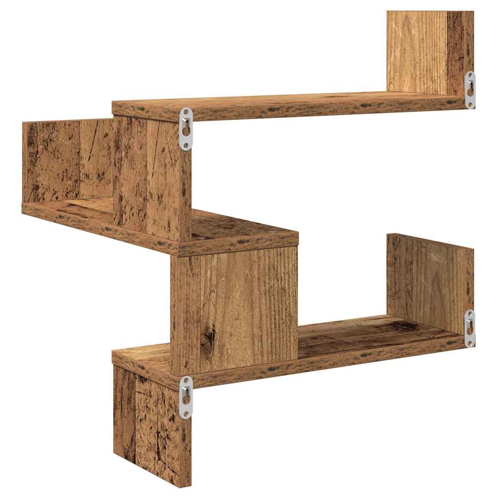 Mensole Angolari 2pz Legno Antico 40x40x49,5 cm in Truciolato | homemem39