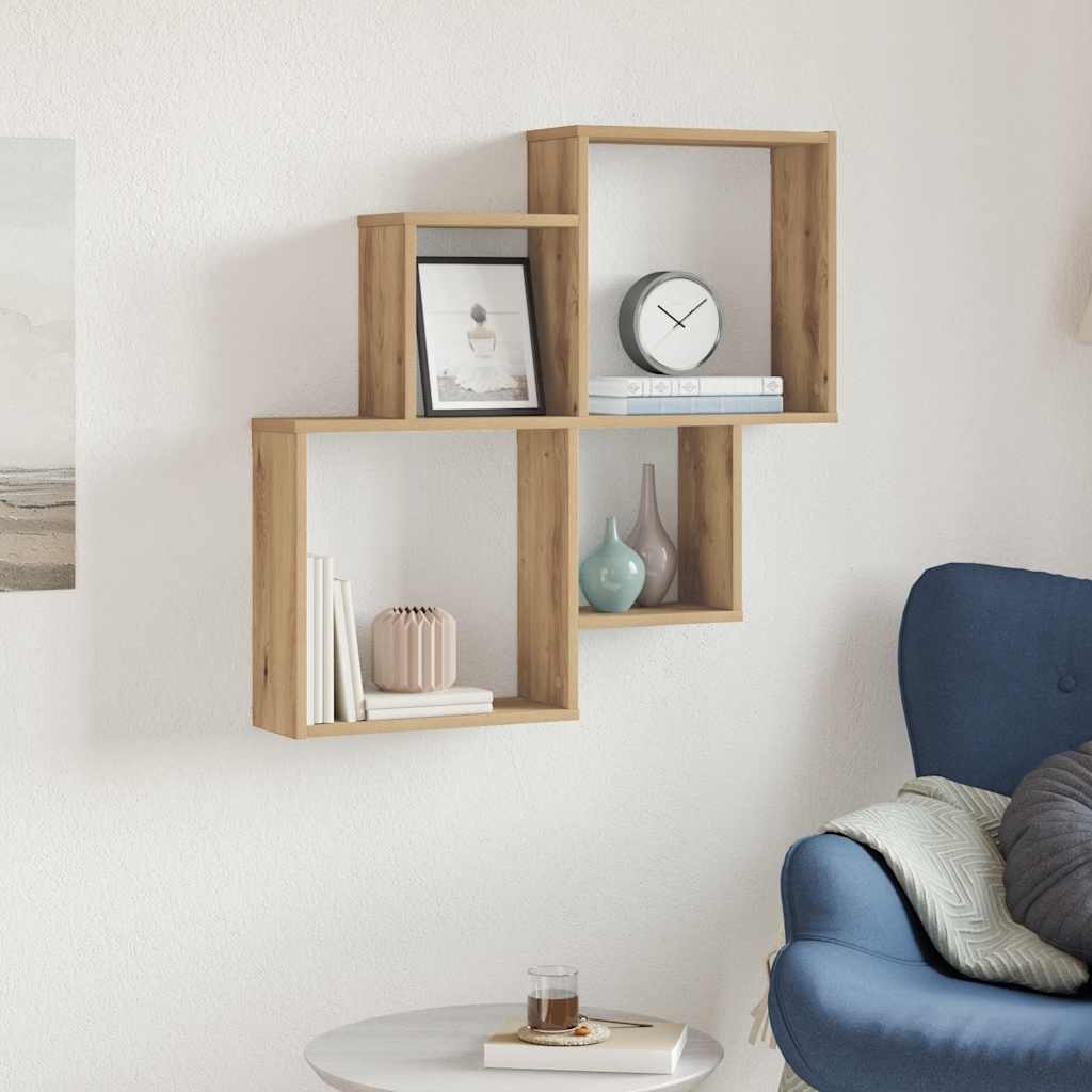 Scaffale a Parete Rovere Artigianale 80x15x78,5 cm Truciolato