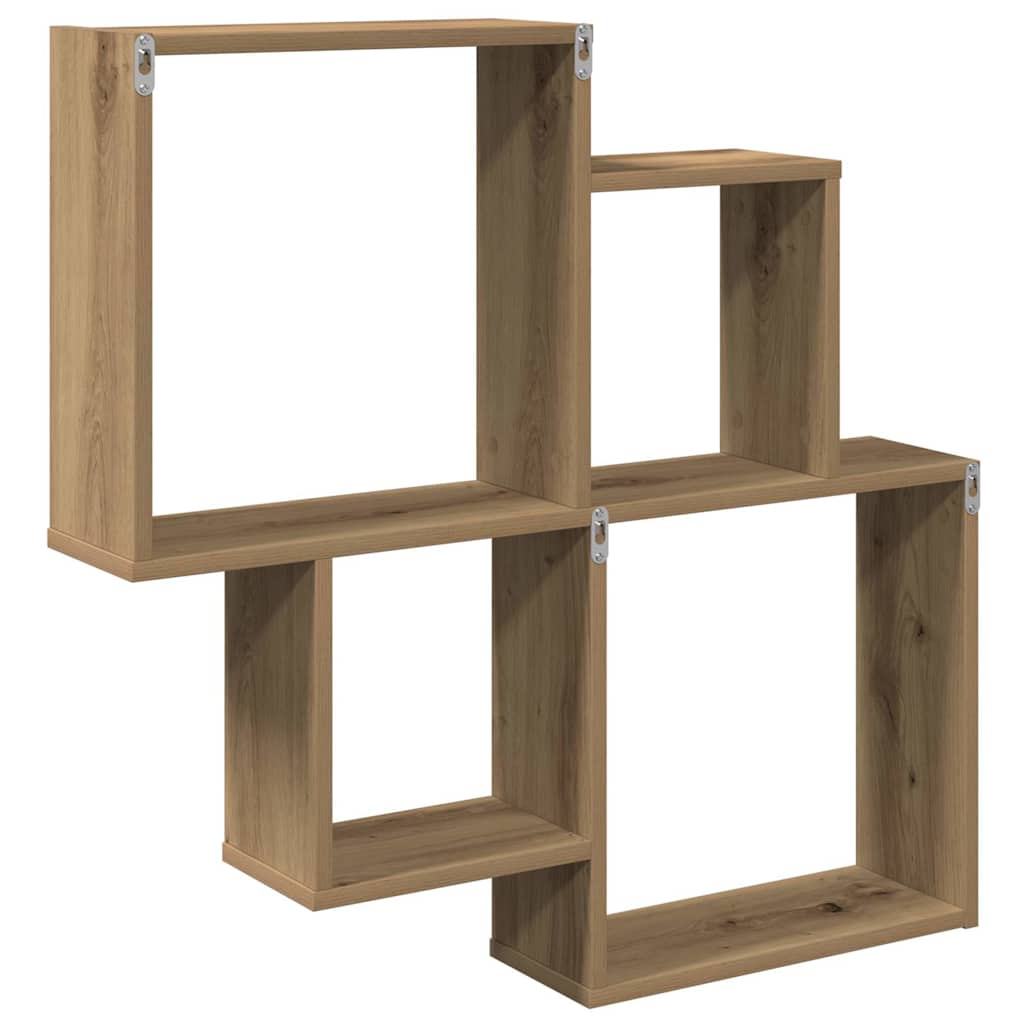 Scaffale a Parete Rovere Artigianale 80x15x78,5 cm Truciolato