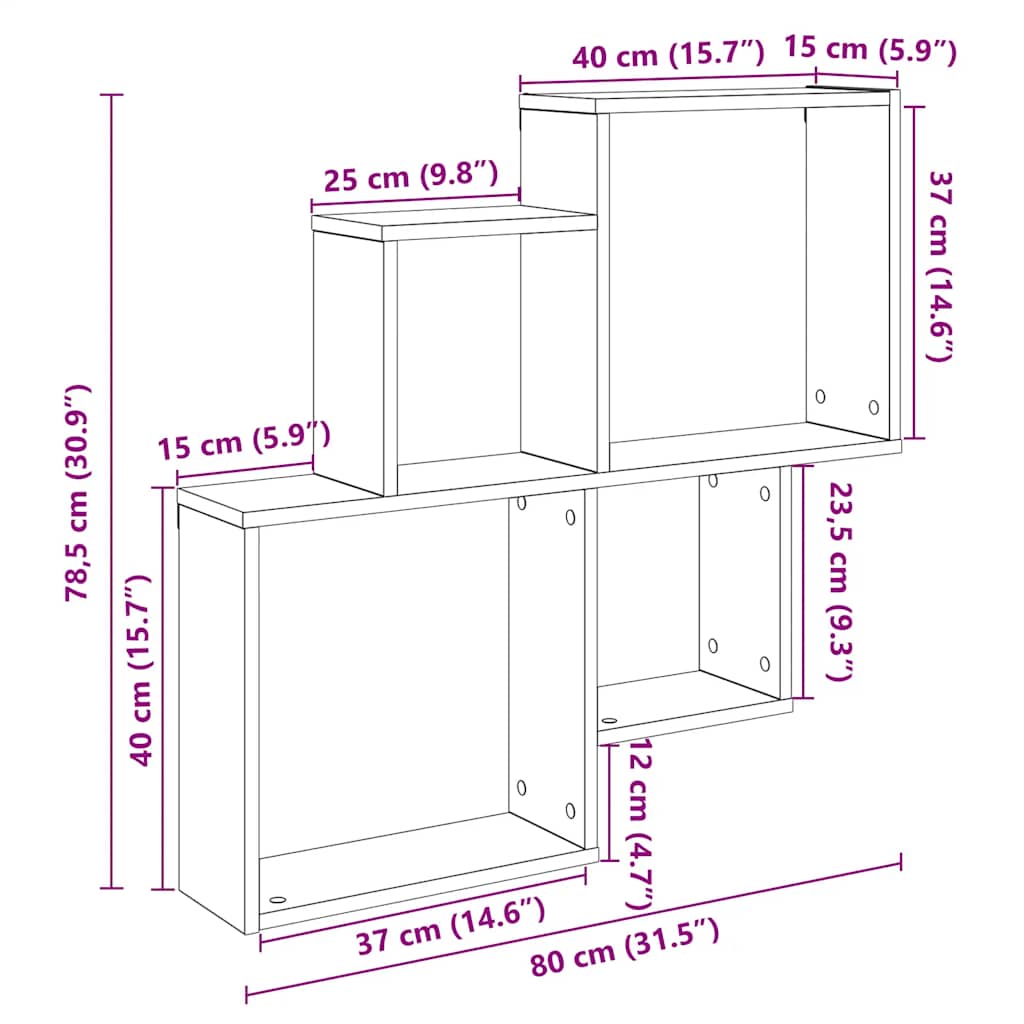 Scaffale a Parete Rovere Artigianale 80x15x78,5 cm Truciolato