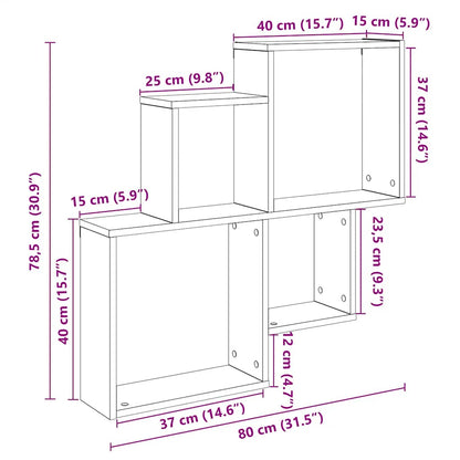 Scaffale a Parete Rovere Artigianale 80x15x78,5 cm Truciolato