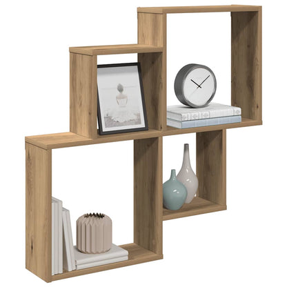 Scaffale a Parete Rovere Artigianale 80x15x78,5 cm Truciolato