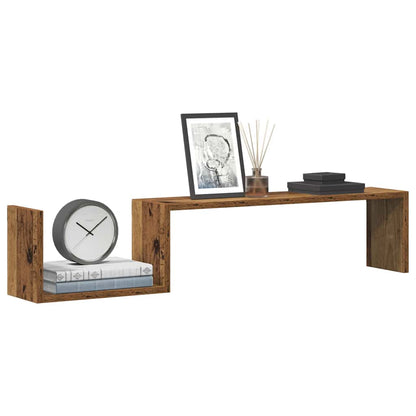 Scaffali da Parete 2 pz Legno Antico 100x15x20 cm Multistrato | homemem39