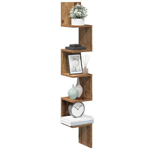 Mensola Angolare Legno Antico 20x20x127,5 cm Truciolato | homemem39
