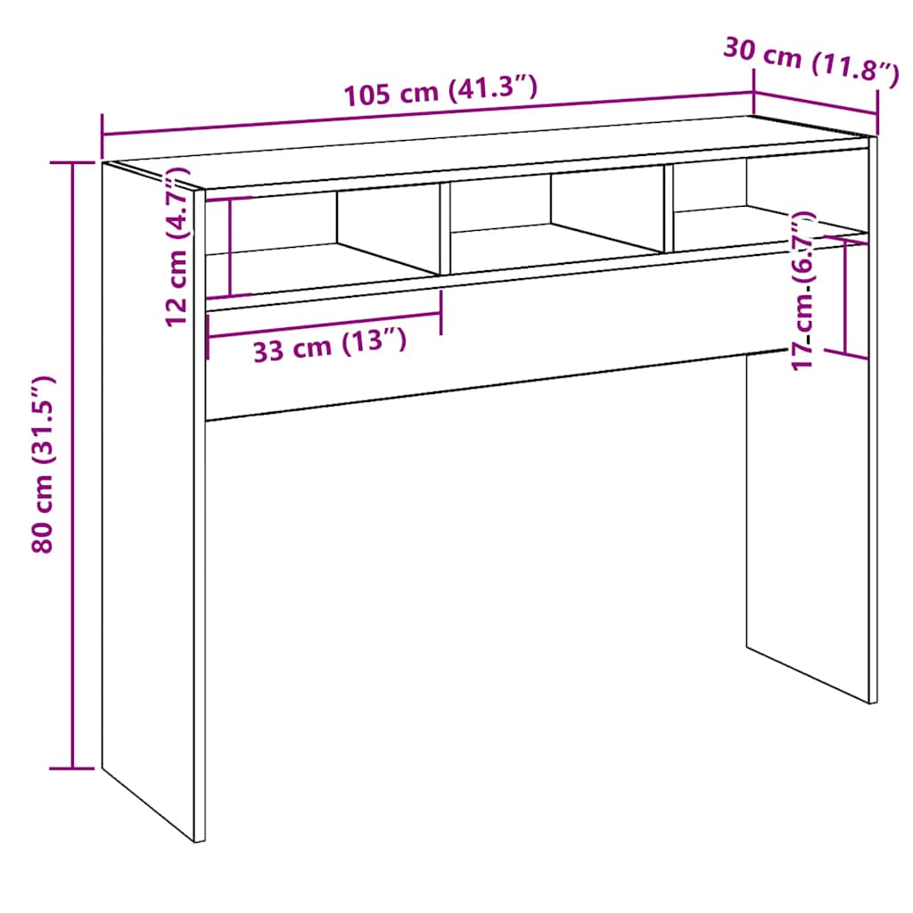 Tavolino Consolle Legno Antico 105x30x80 cm in Truciolato | homemem39
