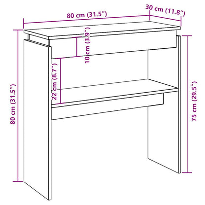 Tavolo Consolle Rovere Artigianale 80x30x80 cm in Truciolato