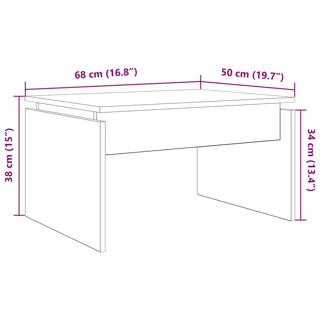 Tavolino da Salotto Legno Antico 68x50x38 cm in Truciolato