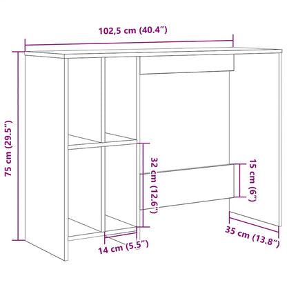 Scrivania Rovere Artigianale 102,5x35x75cm in Legno Multistrato | homemem39