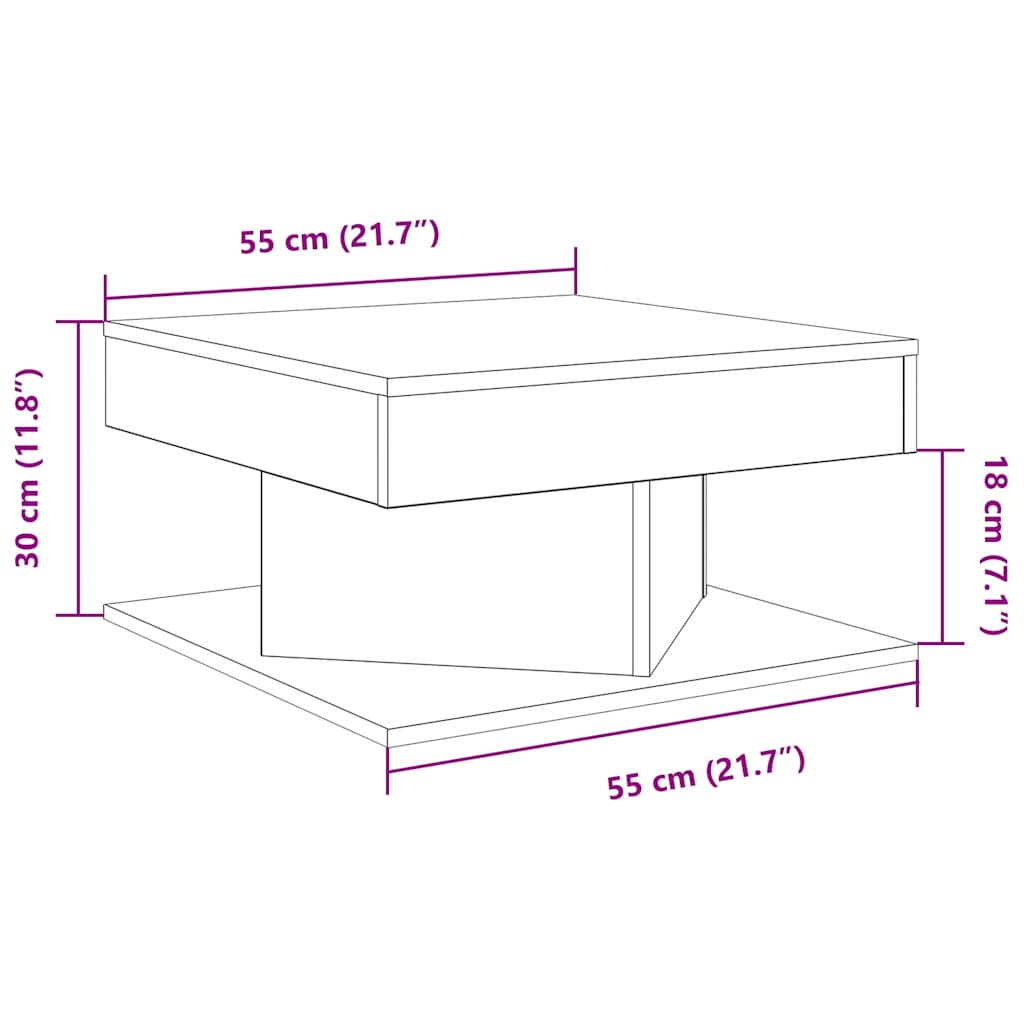 Tavolino Salotto Rovere Artigianale 55x55x30 cm in Truciolato | homemem39