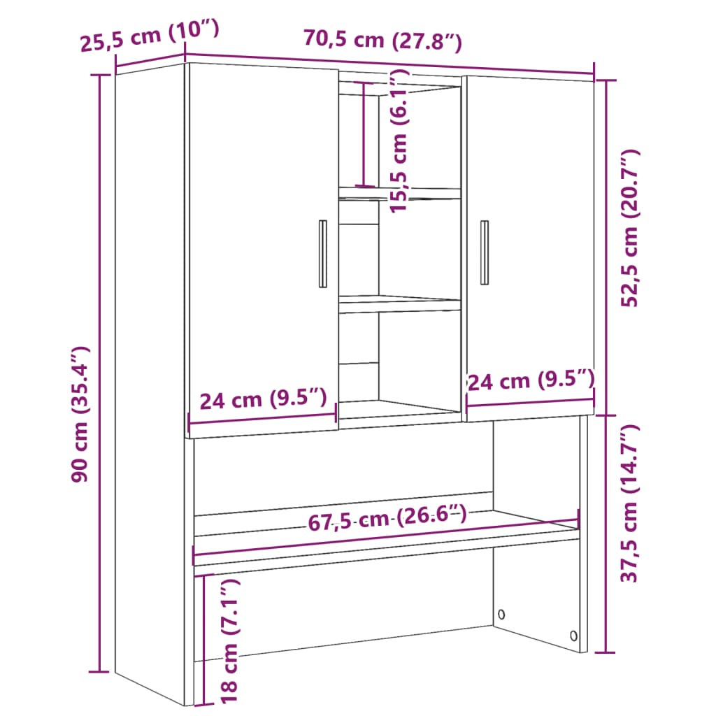 Mobile per Lavatrice Grigio Cemento 70,5x25,5x90 cm | homemem39