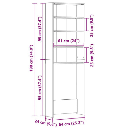 Mobile per Lavatrice Legno Antico 64x24x190 cm | homemem39
