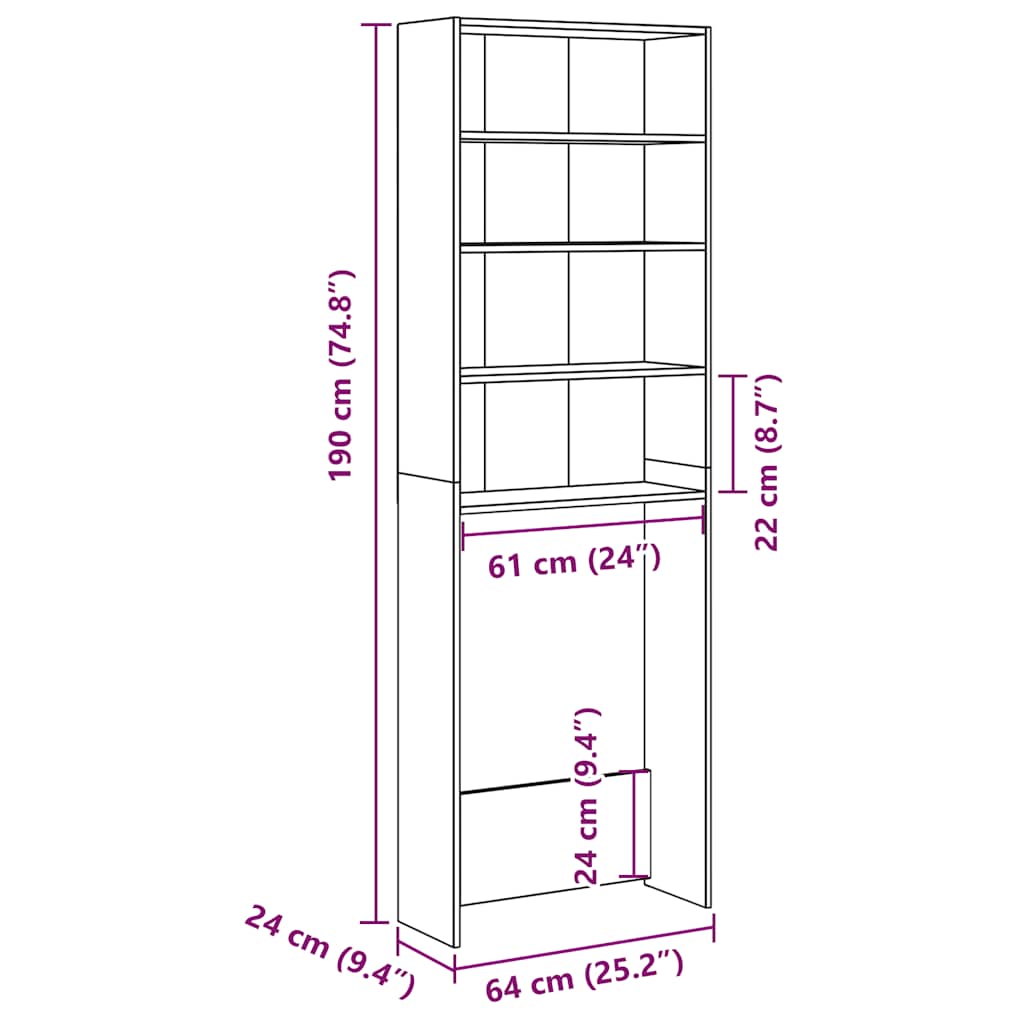 Mobile per Lavatrice Rovere Artigianale 64x24x190 cm | homemem39