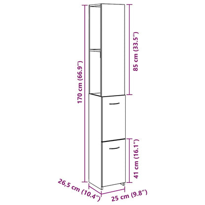 Mobile da Bagno Legno Antico 25x25x170 cm in Truciolato | homemem39