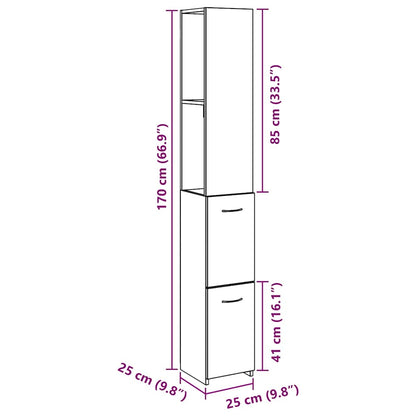 Armadietto Bagno Rovere 25x25x170 cm Legno Multistrato | homemem39