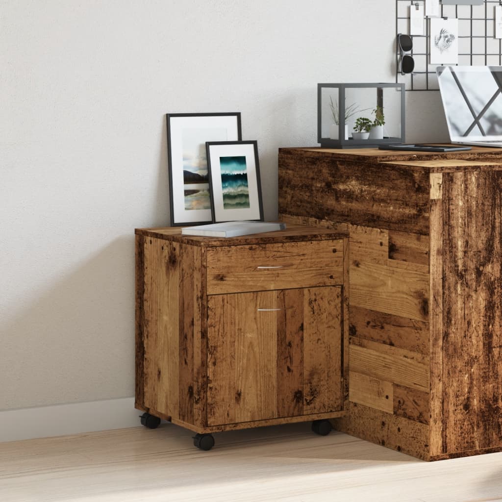 Armadietto con Ruote Legno Antico 45x38x54 cm Legno Multistrato | homemem39