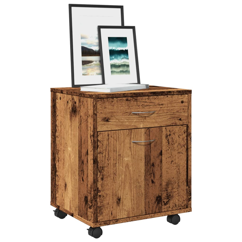 Armadietto con Ruote Legno Antico 45x38x54 cm Legno Multistrato | homemem39