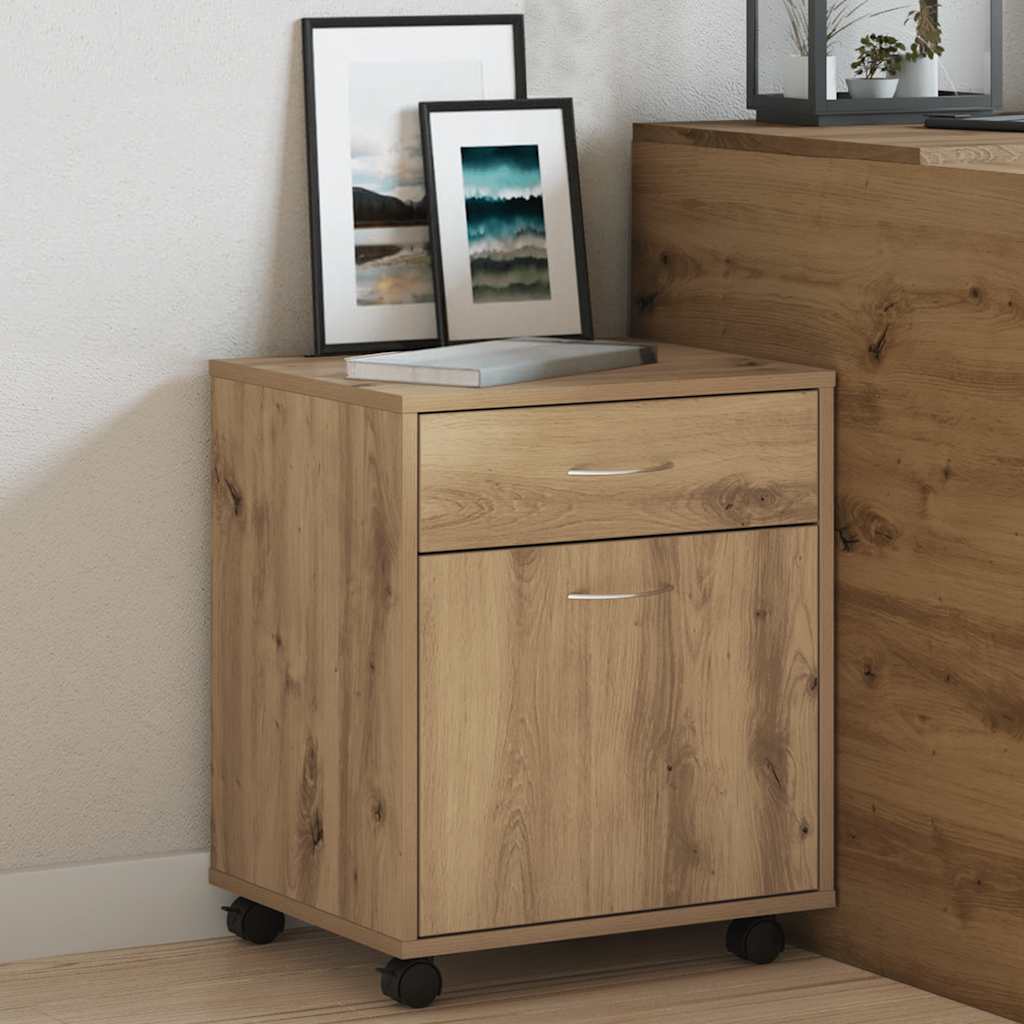 Armadietto con Ruote Rovere Artigianale 45x38x54 cm Truciolato | homemem39