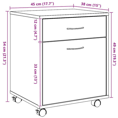 Armadietto con Ruote Rovere Artigianale 45x38x54 cm Truciolato | homemem39