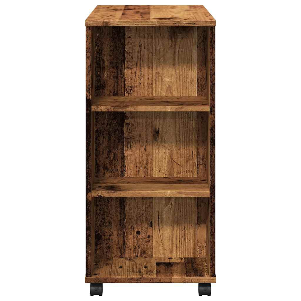 Mobiletto con Ruote Legno Antico 60x35x75 cm Legno Multistrato | homemem39