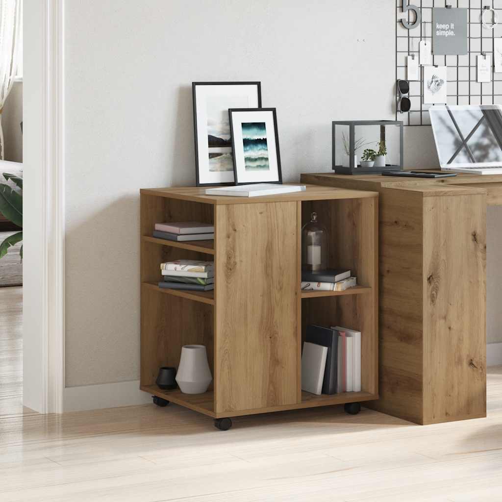 Armadietto con Ruote Rovere Artigianale 60x53x72 cm Truciolato | homemem39