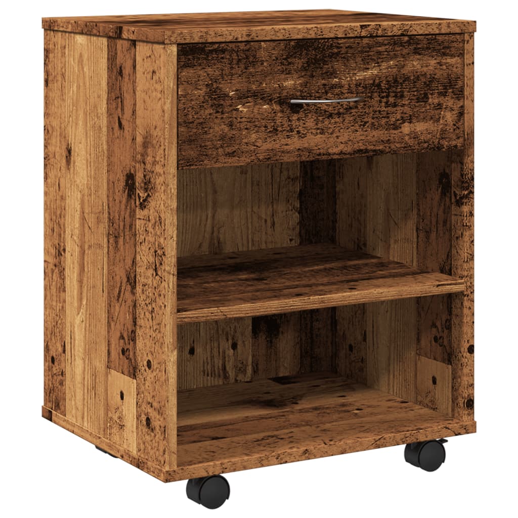 Mobiletto con Ruote Legno Antico 46x36x59 cm in Truciolato | homemem39
