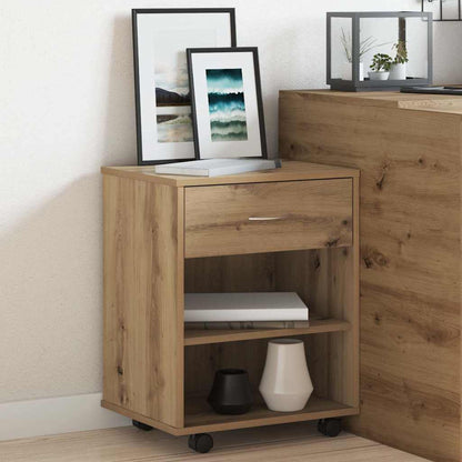 Armadietto con Ruote Rovere Artigianale 46x36x59 cm Truciolato | homemem39