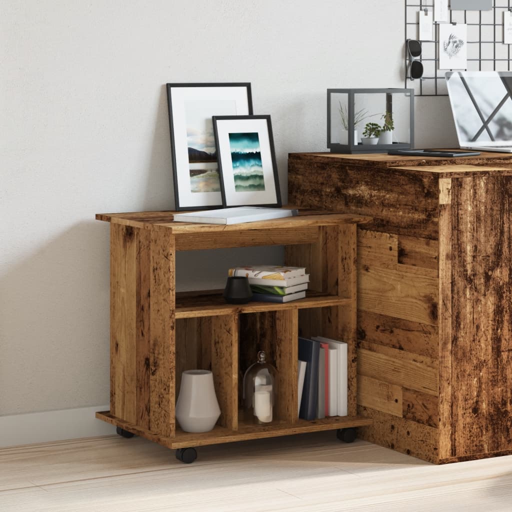 Armadietto con Ruote Legno Antico 60x45x60 cm Legno Multistrato | homemem39
