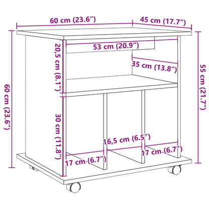 Armadietto con Ruote Legno Antico 60x45x60 cm Legno Multistrato | homemem39
