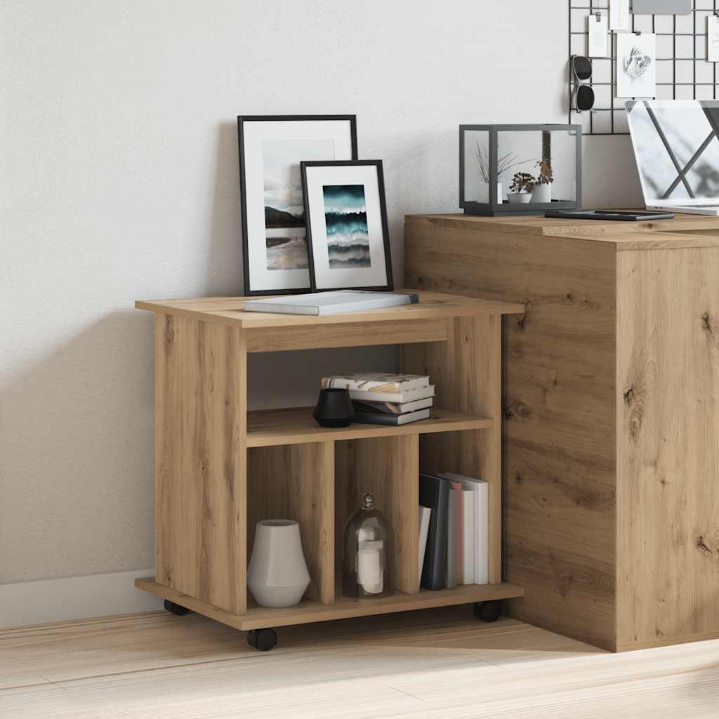 Armadietto con Ruote Rovere Artigianale 60x45x60 cm Truciolato | homemem39