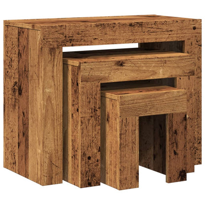 Tavolini Impilabili 3 pz Legno Antico in Truciolato | homemem39