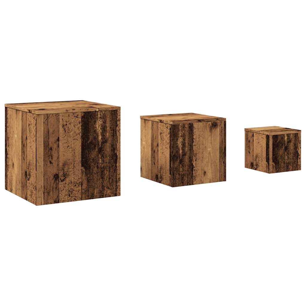 Tavolini 3 pz Legno Antico in Legno Multistrato