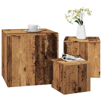 Tavolini 3 pz Legno Antico in Legno Multistrato