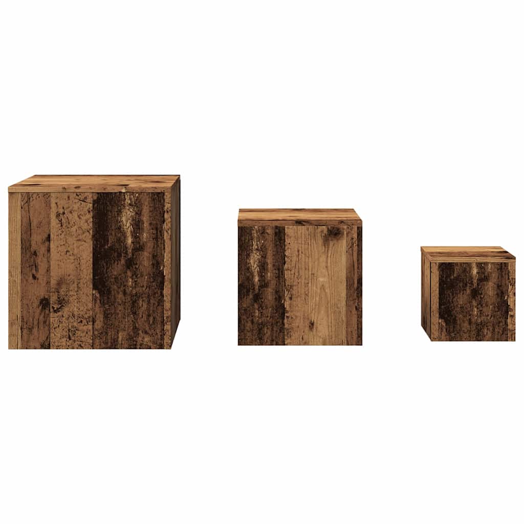 Tavolini 3 pz Legno Antico in Legno Multistrato