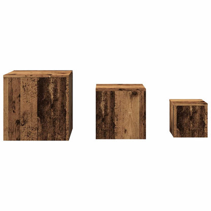 Tavolini 3 pz Legno Antico in Legno Multistrato