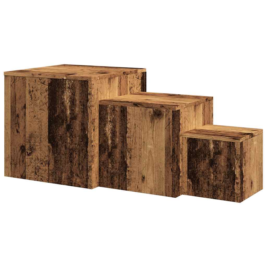 Tavolini 3 pz Legno Antico in Legno Multistrato