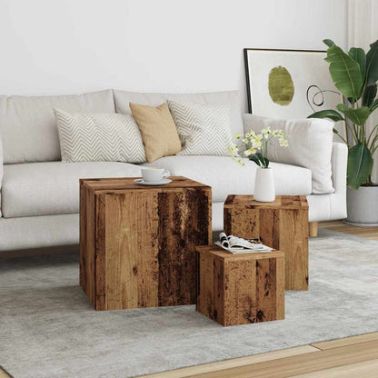 Tavolini 3 pz Legno Antico in Legno Multistrato