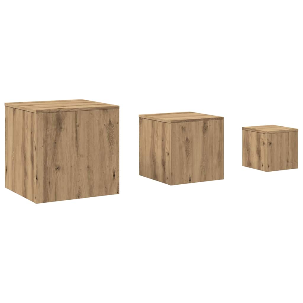 Tavolini 3 pz Rovere Artigianale in Legno Multistrato | homemem39