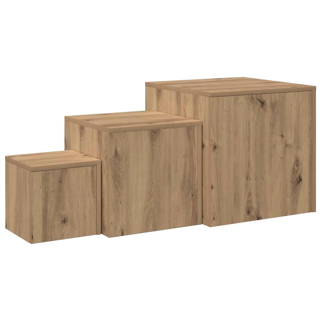 Tavolini 3 pz Rovere Artigianale in Legno Multistrato | homemem39